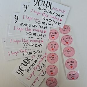 Thank You Stickers and Cards Set 20 Piece Pink Supplies